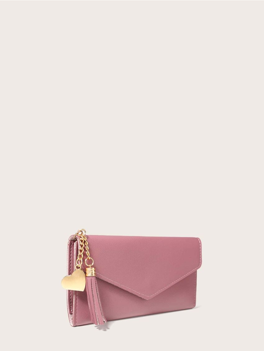 Tassel Decor Fold Over Purse