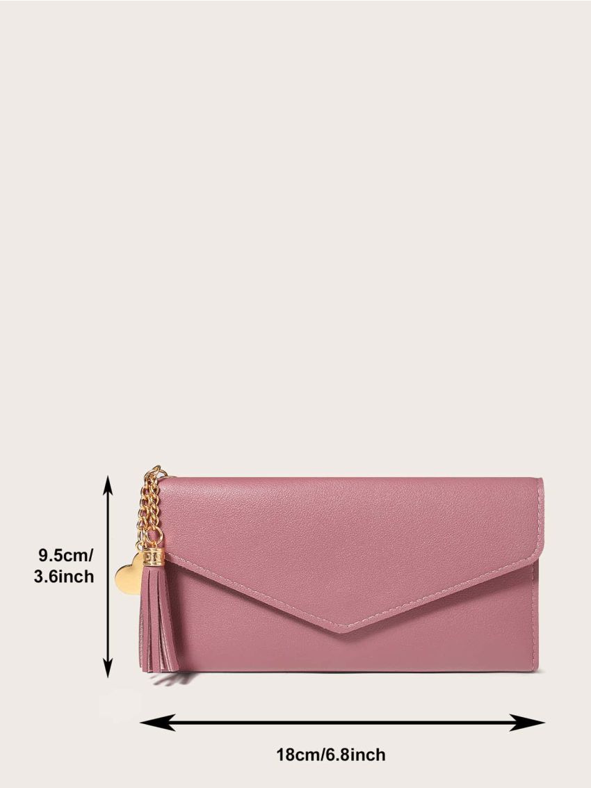 Tassel Decor Fold Over Purse