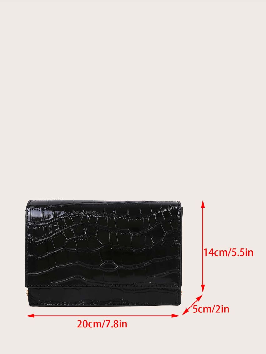 Mini Minimalist Croc Embossed Chain Crossbody Bag