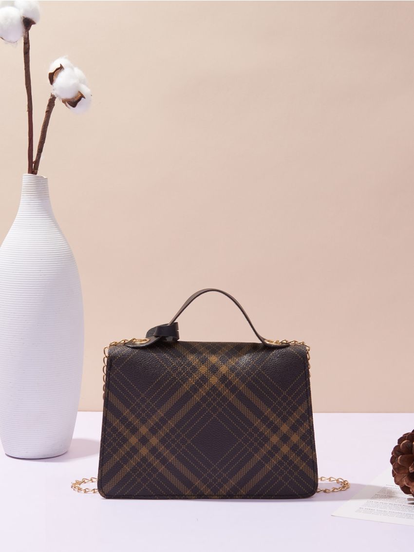Plaid Flap Square Bag