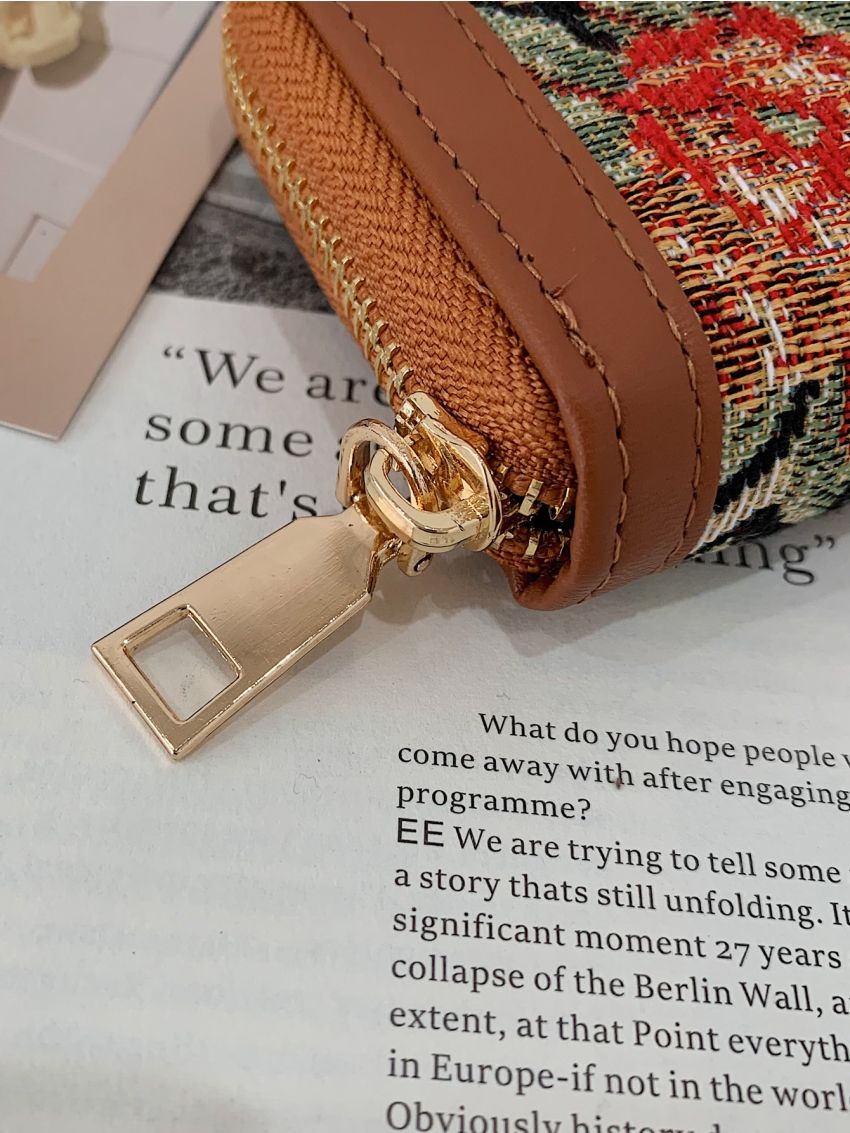 Large Floral Pattern Small Wallet Multi-Card Card Organizer For Storage Credit Cards