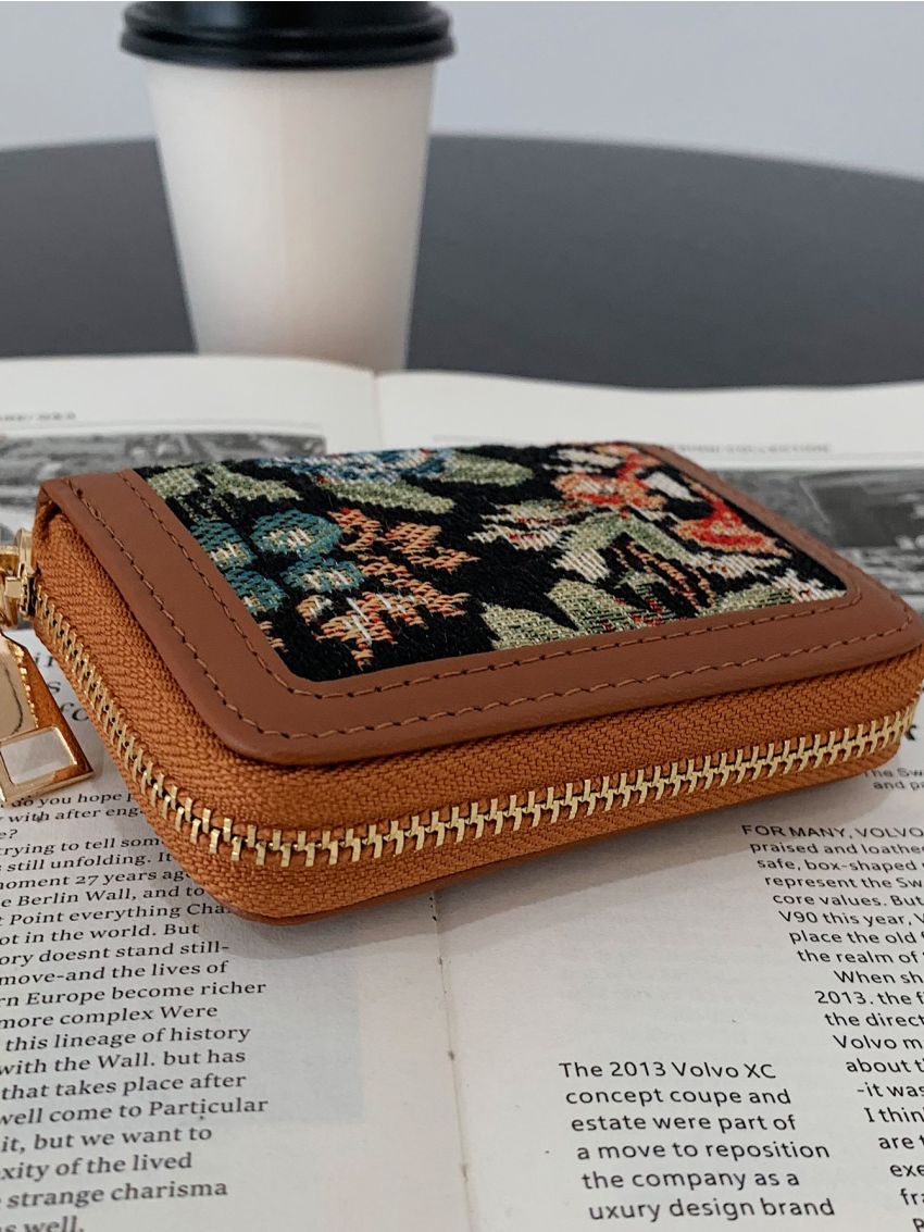 Large Floral Pattern Small Wallet Multi-Card Card Organizer For Storage Credit Cards