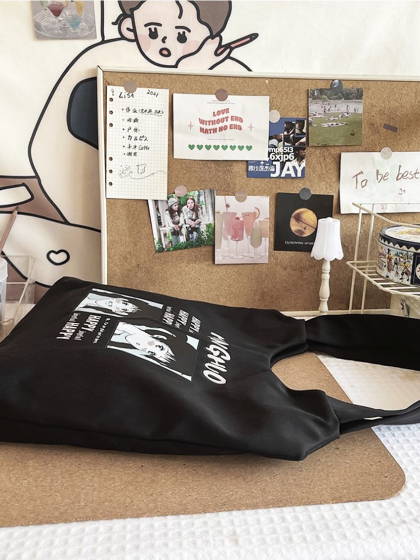 Letter Graphic Shopper Bag