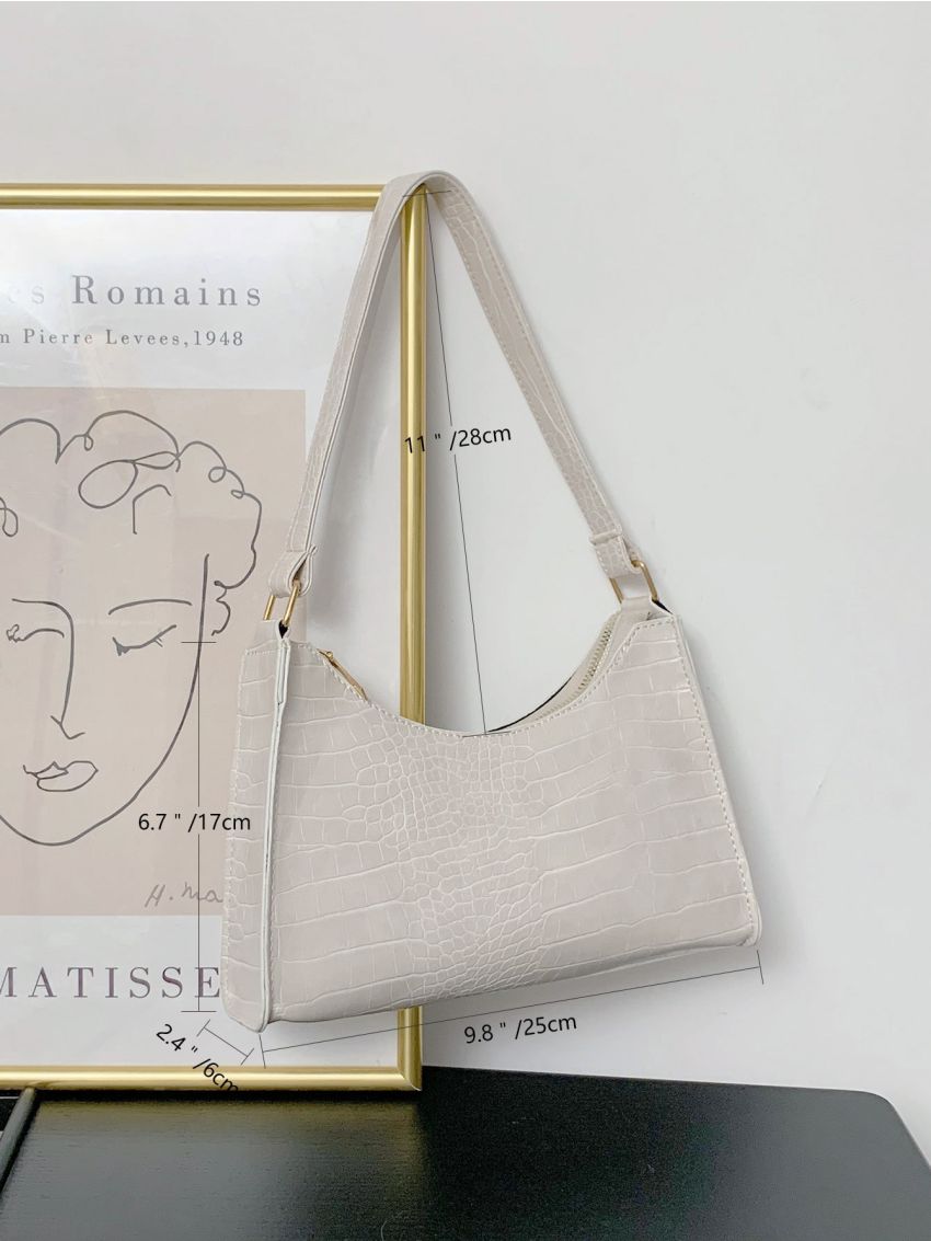 Croc Embossed Baguette Bag