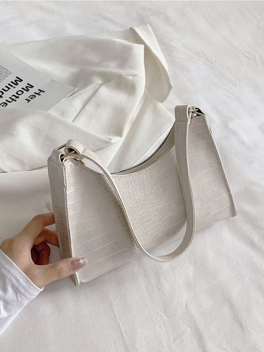 Croc Embossed Baguette Bag