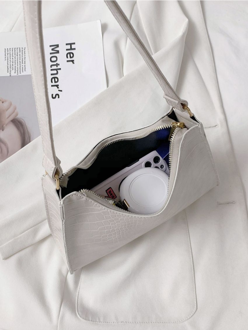 Croc Embossed Baguette Bag