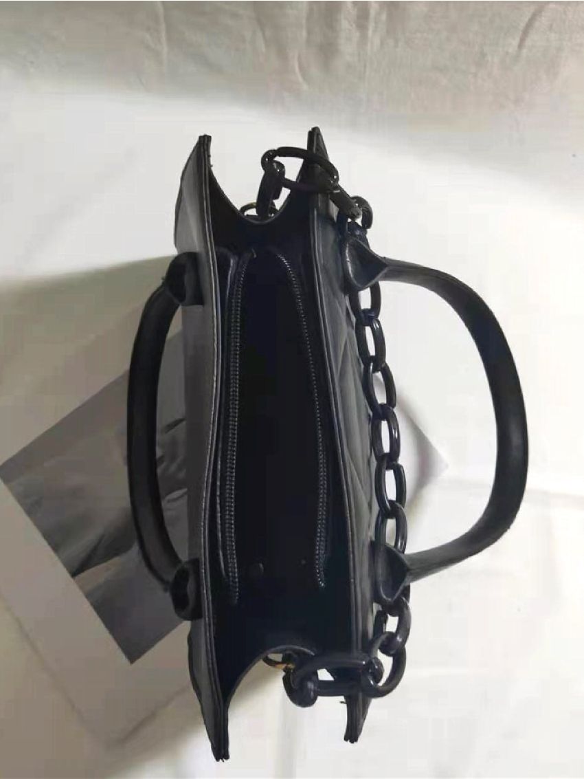 Chain Decor Quilted Satchel Bag