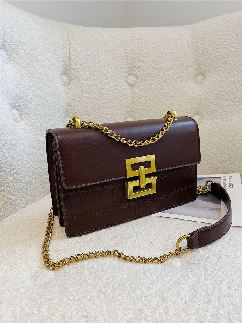 Metal Decor Flap Chain Square Bag