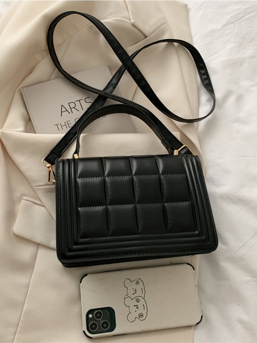 Geo Embossed Flap Square Bag