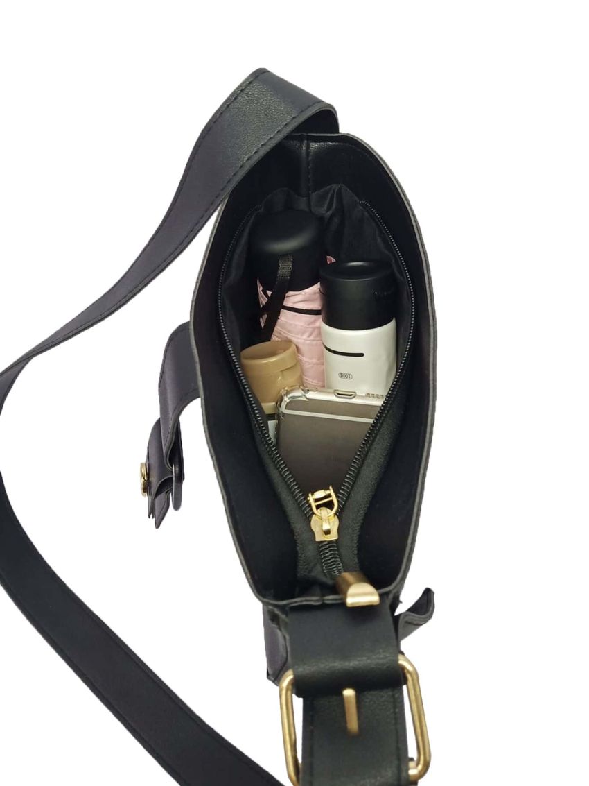 Buckle Decor Crossbody Bucket Bag