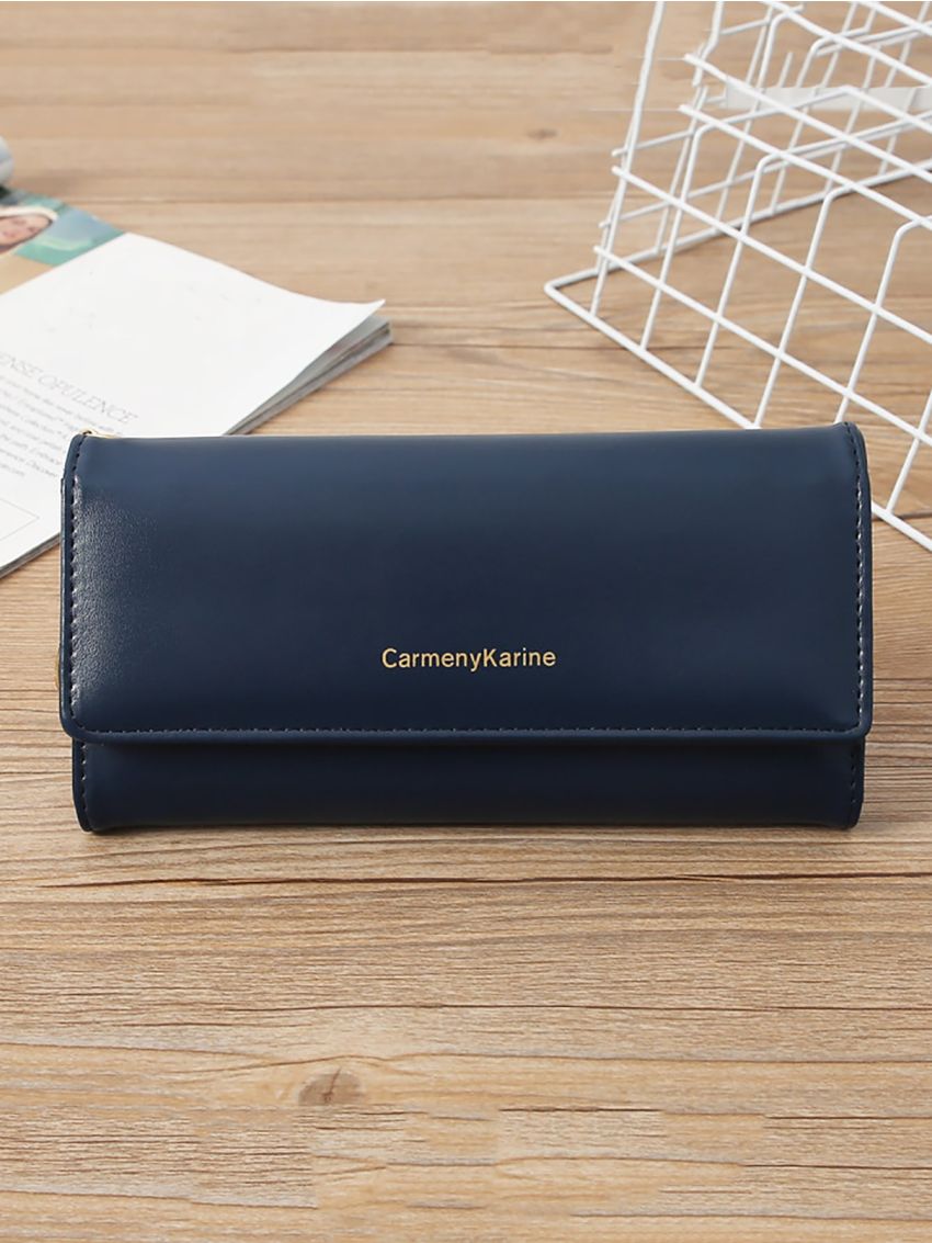 Letter Graphic Flap Long Wallet