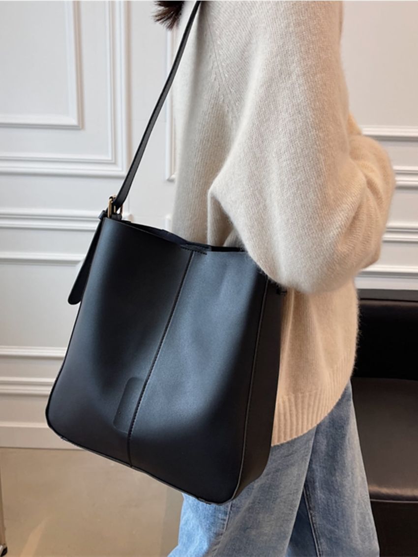 Large Capacity Stitch Detail Bucket Bag