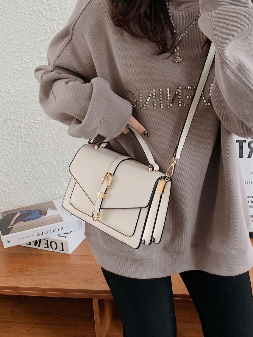 Buckle Detail Flap Square Bag