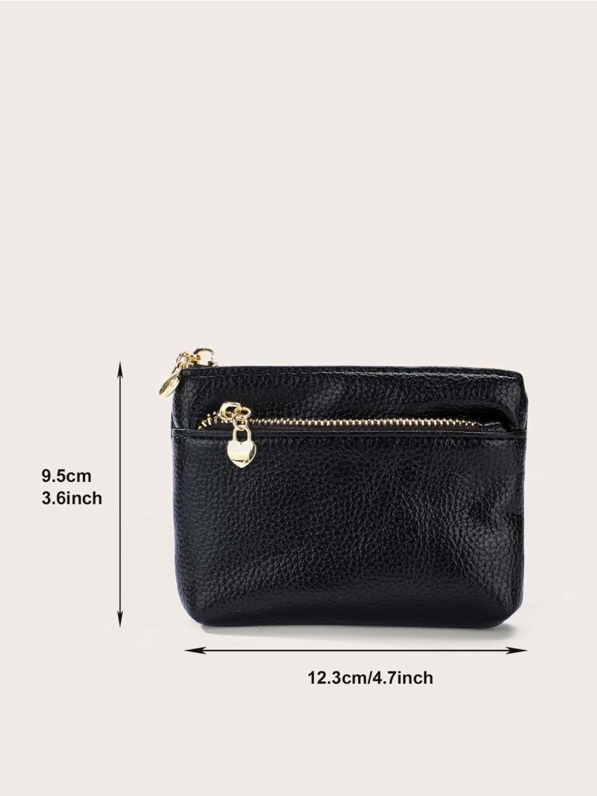 Litchi Embossed Heart Decor Small Purse