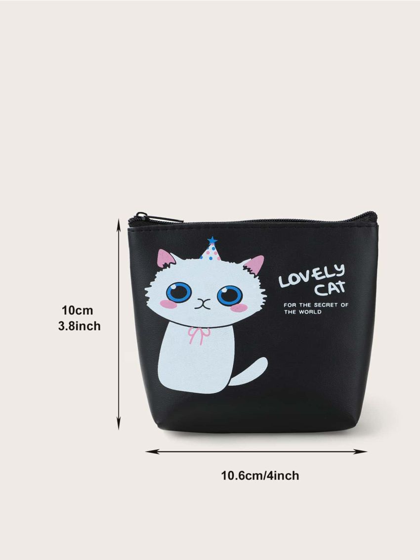 Cartoon Cat Graphic Coin Case