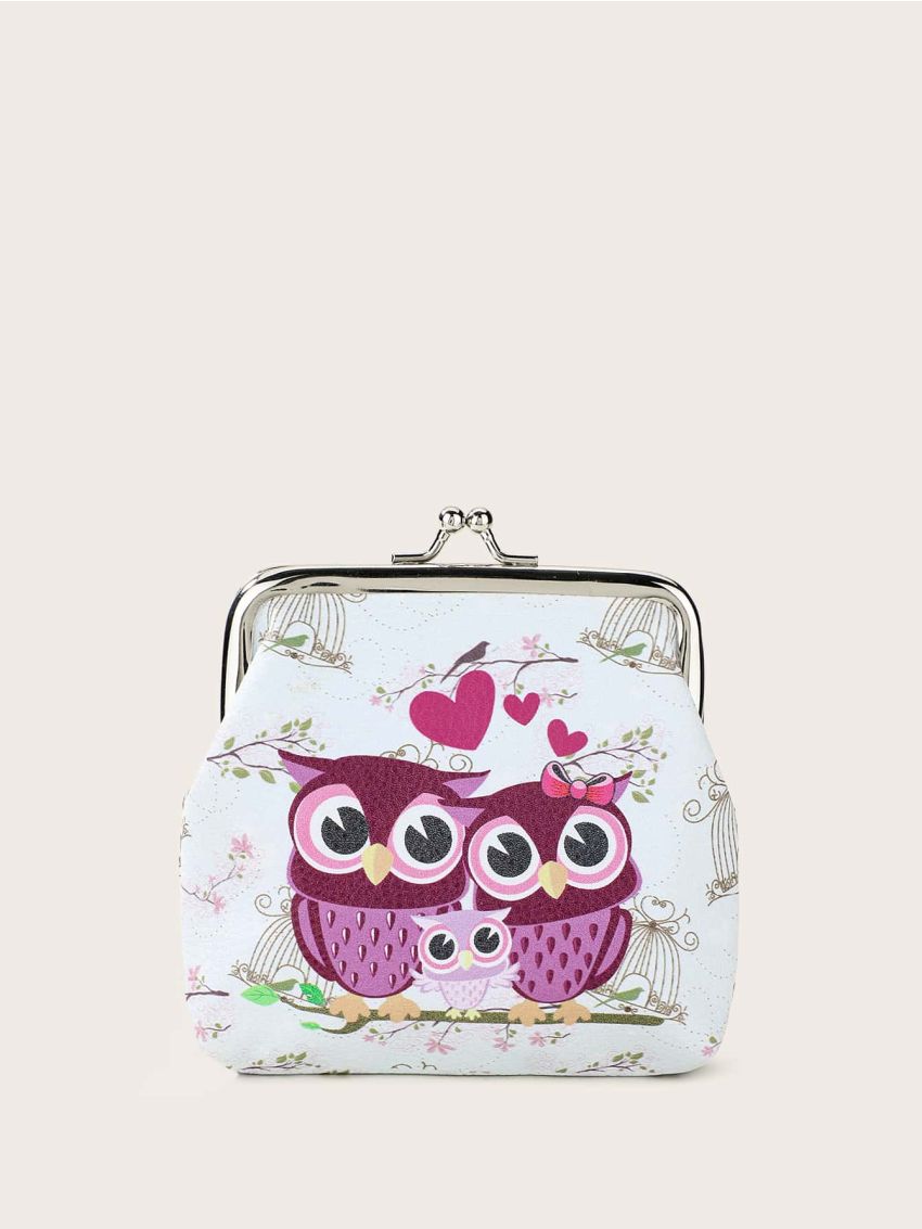Owl Graphic Kiss Lock Coin Case