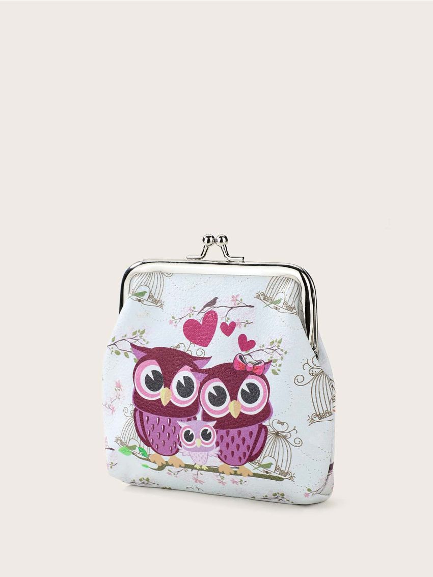 Owl Graphic Kiss Lock Coin Case