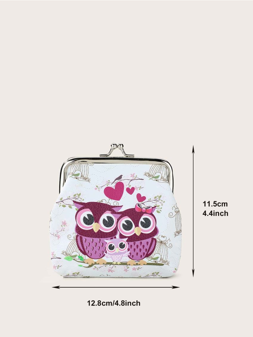 Owl Graphic Kiss Lock Coin Case