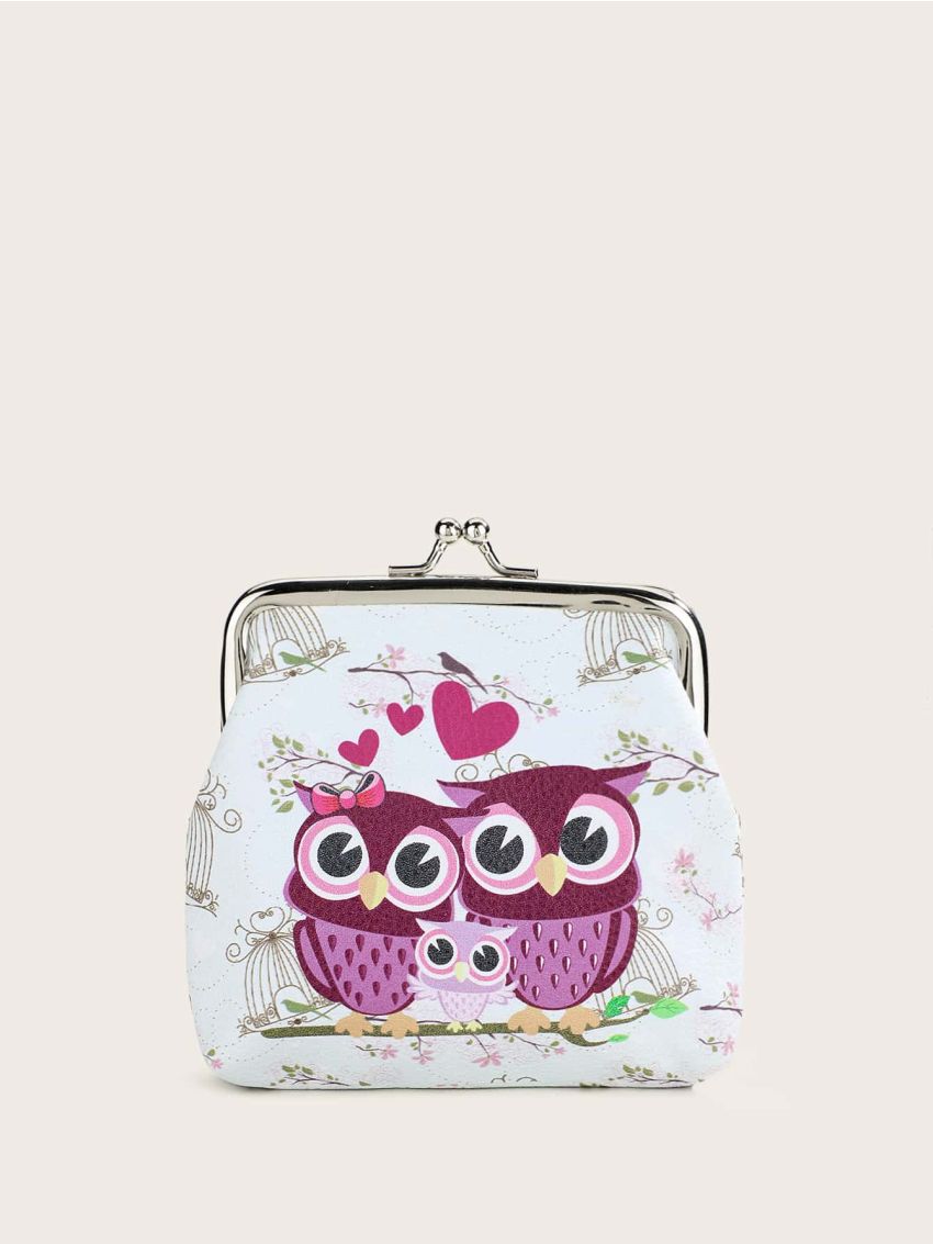 Owl Graphic Kiss Lock Coin Case