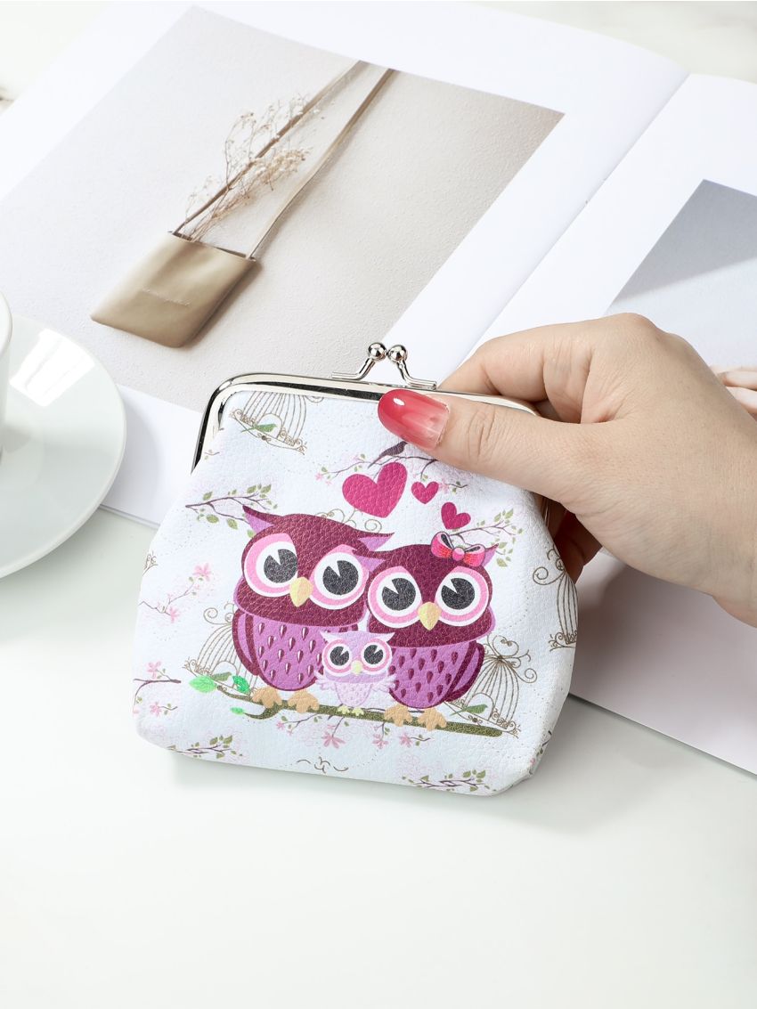 Owl Graphic Kiss Lock Coin Case