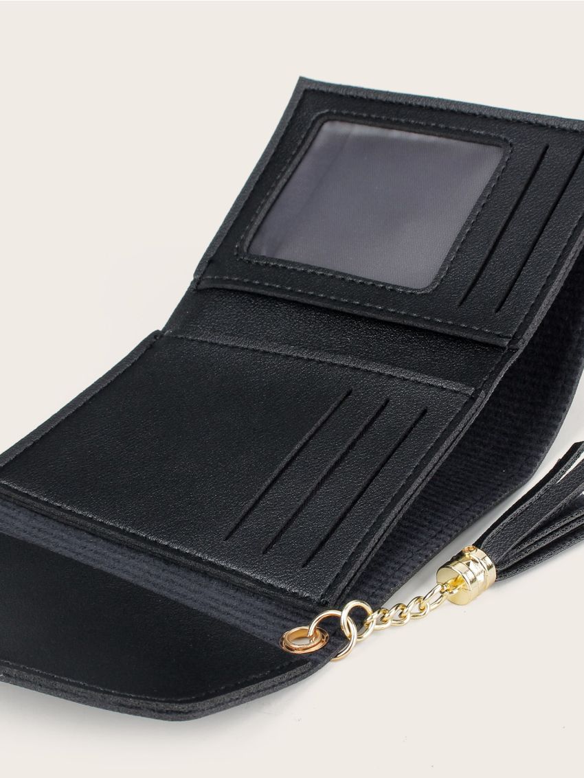 Heart Embroidered Tassel Decor Purse