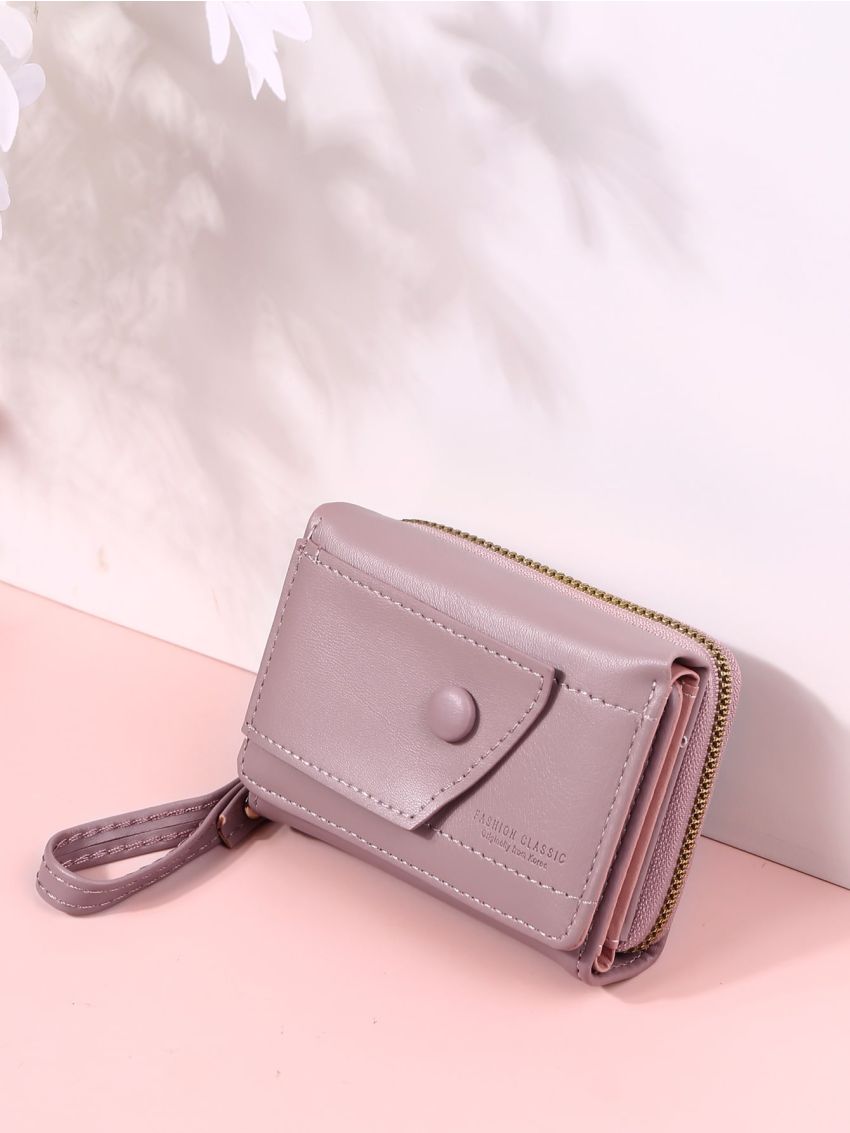 Fold Over Snap Button Small Wallet
