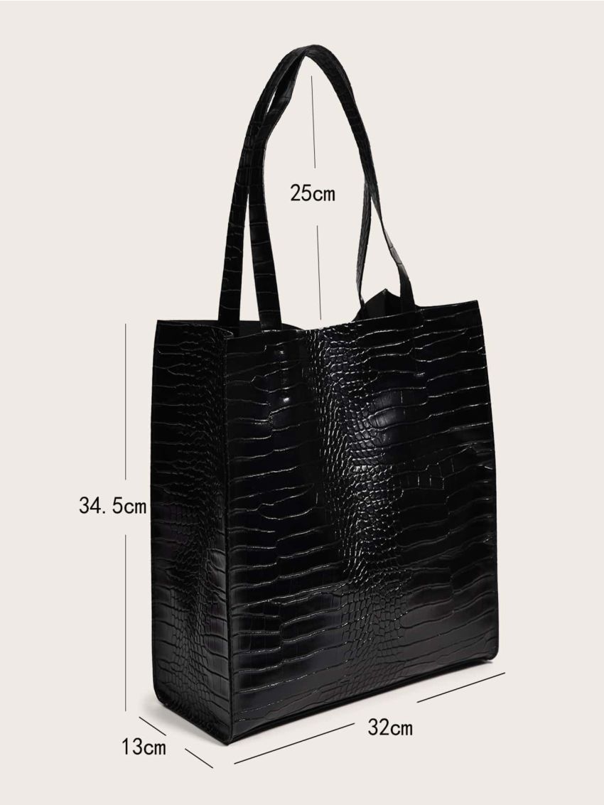 Croc Embossed Shoulder Tote Bag