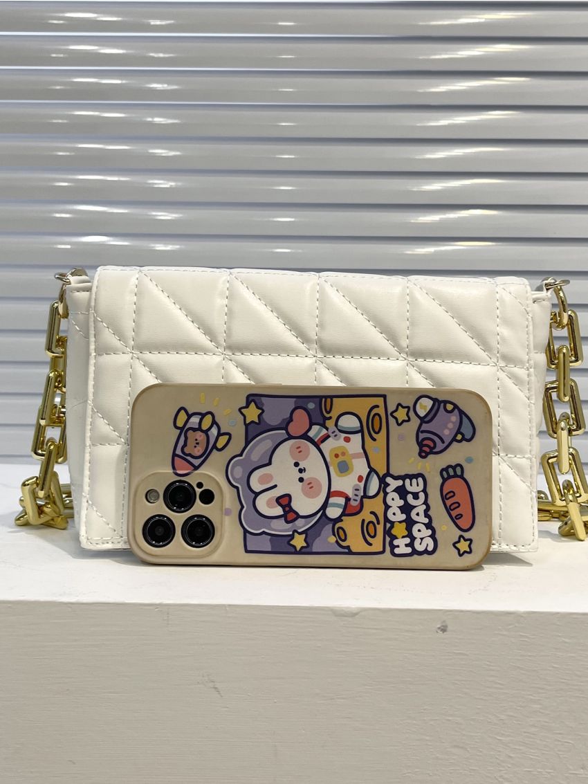 Quilted Embossed Chain Square Bag