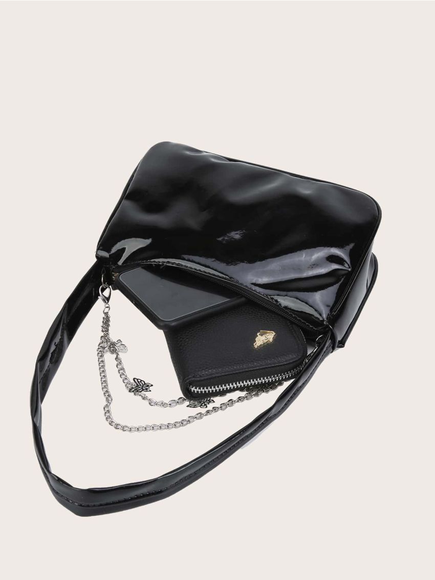 Mini Metal Butterfly Decor Baguette Bag