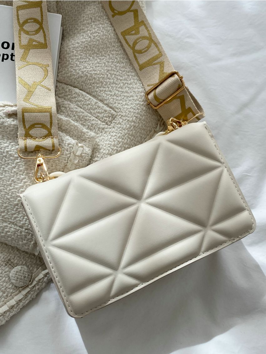 Mini Geometric Embossed Flap Chain Square Bag