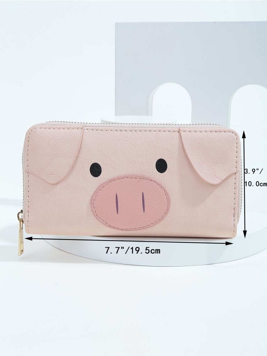 Cartoon Pig Design Long Wallet