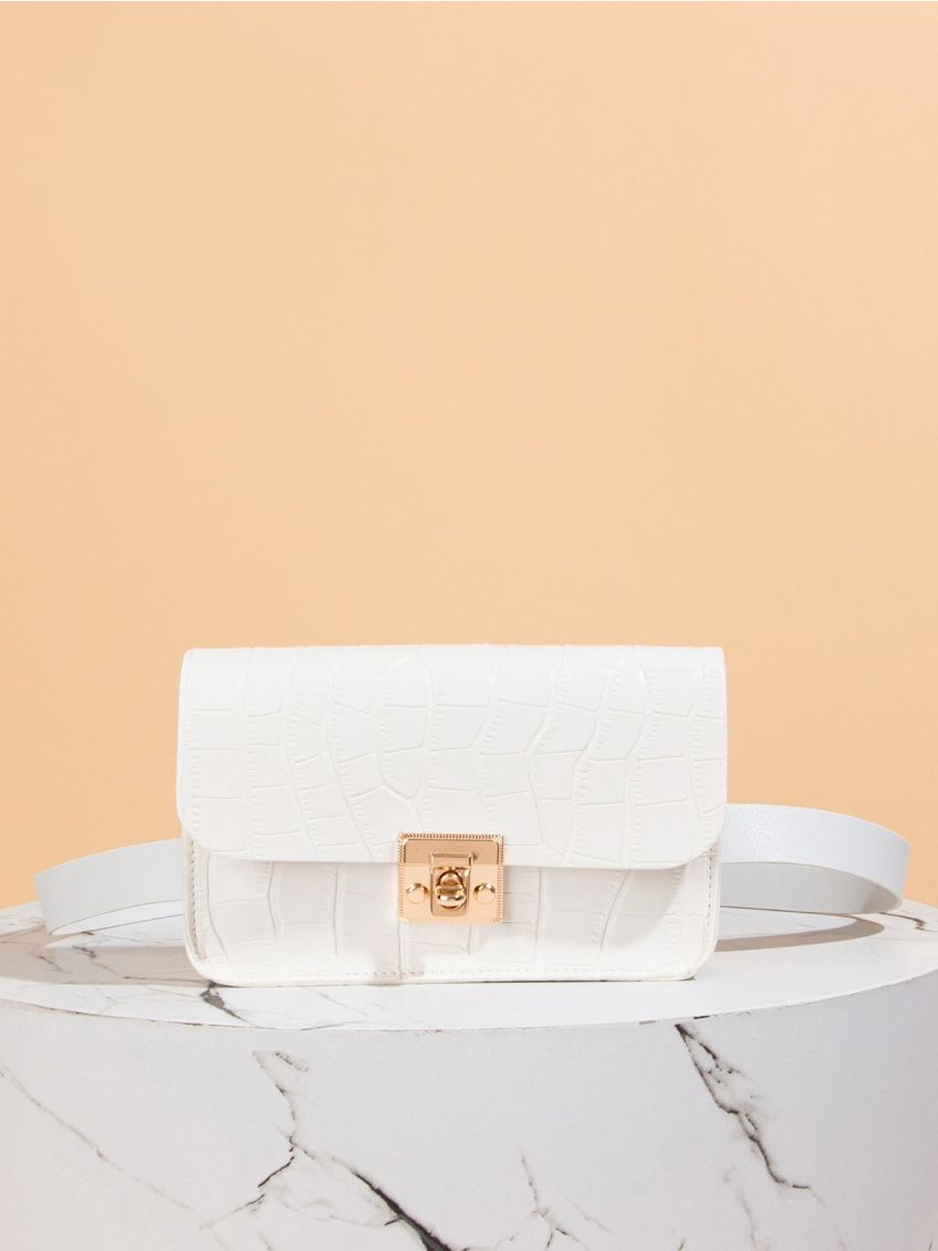 Mini Croc Embossed Flap Belt Bag