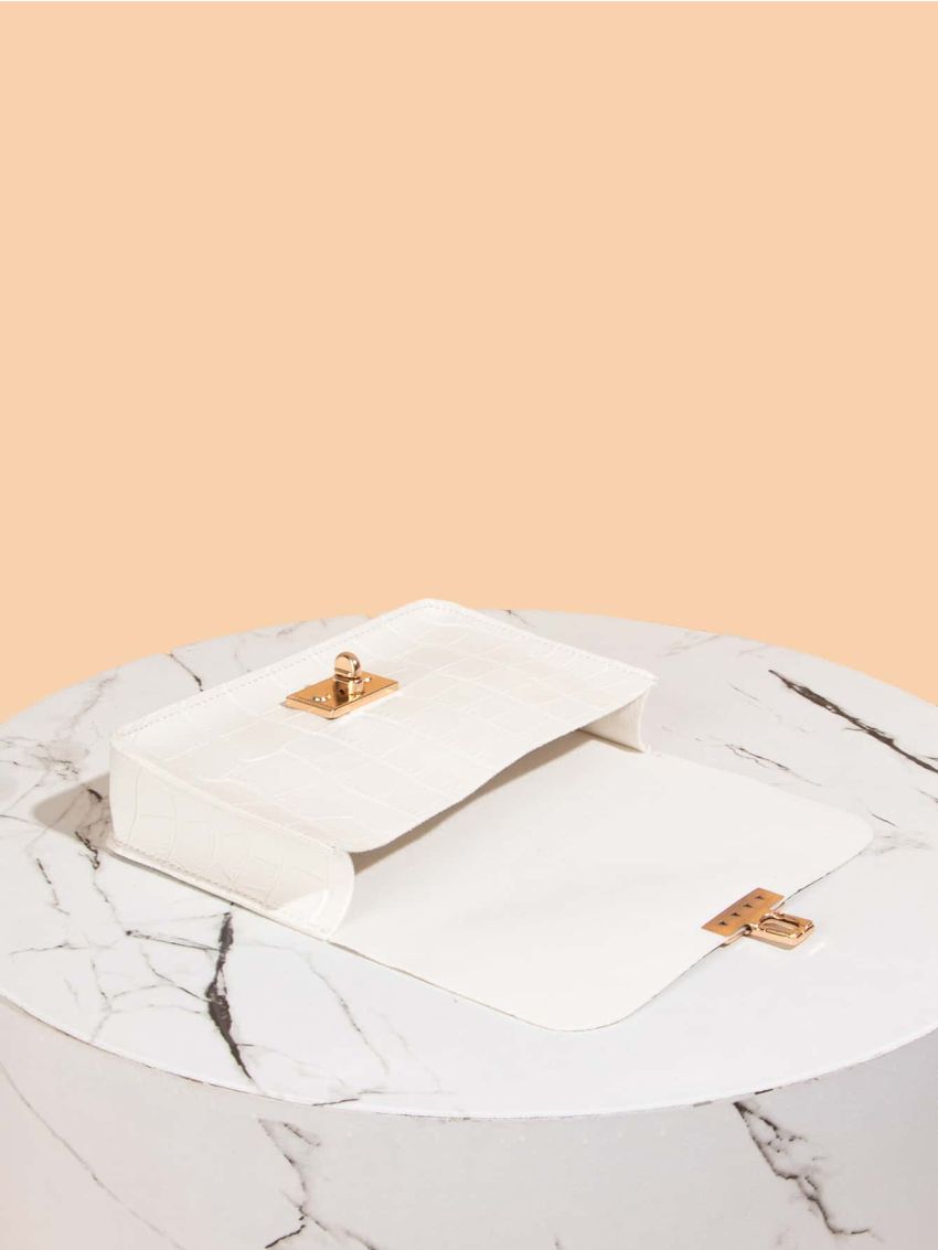 Mini Croc Embossed Flap Belt Bag