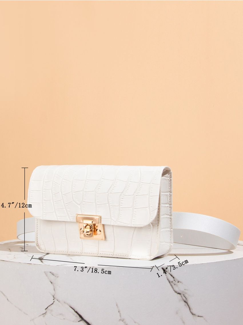 Mini Croc Embossed Flap Belt Bag