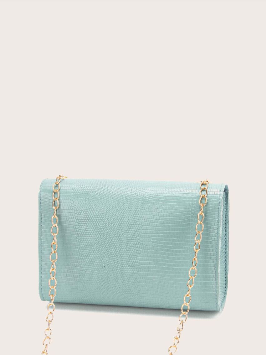 Mini Metal Tassel Charm Lizard Print Chain Bag