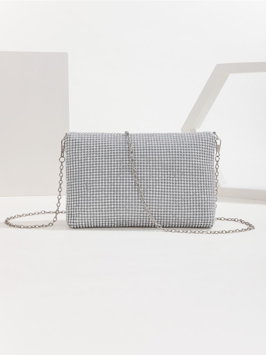 Mini Rhinestone Decor Flap Evening Bag