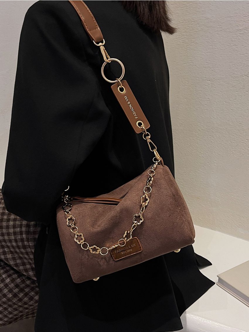 Mini Chain Decor Baguette Bag