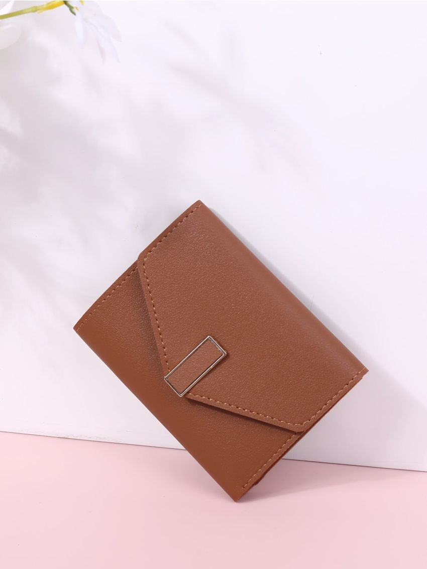 Metallic Decor Flap Small Wallet