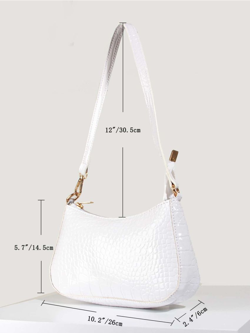 Croc Embossed Baguette Bag