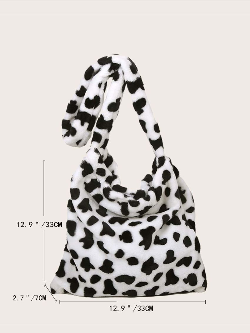 Cow Pattern Fluffy Crossbody Bag