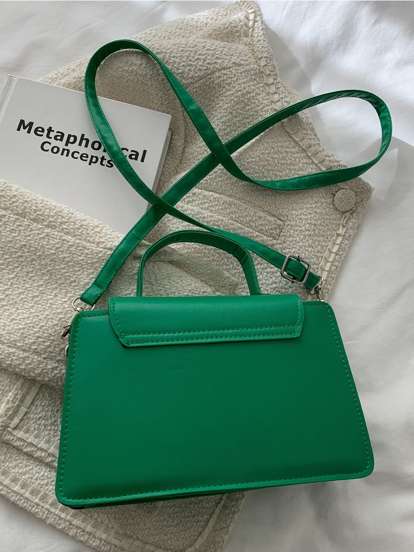 Textured Letter Graphic Chain Decor Square Bag