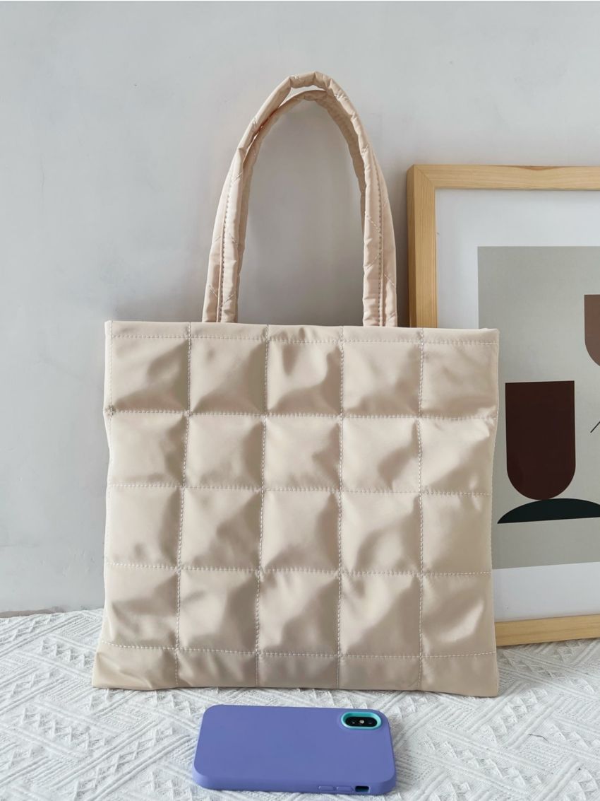 Minimalist Quilted Shoulder Tote Bag