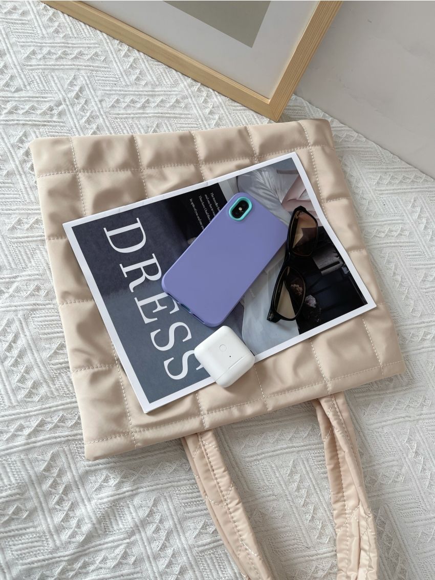 Minimalist Quilted Shoulder Tote Bag