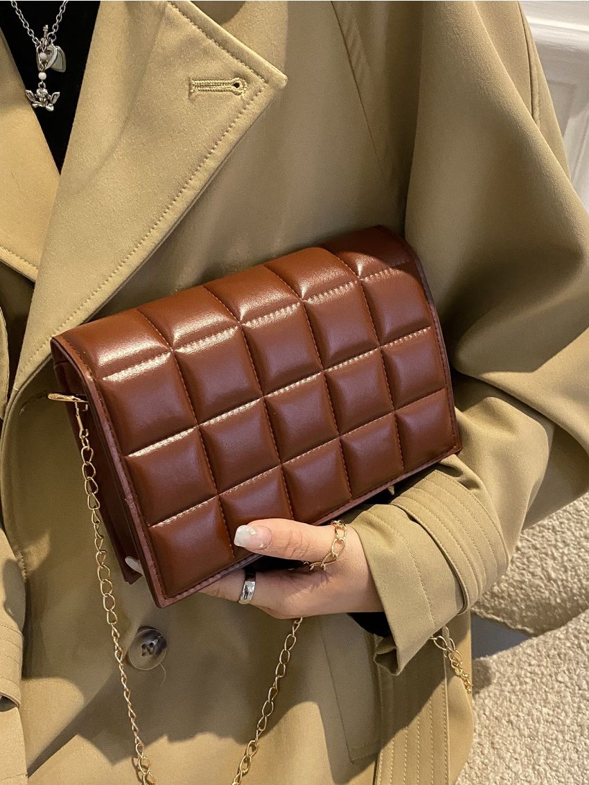 Mini Geo Embossed Crossbody Chain Bag