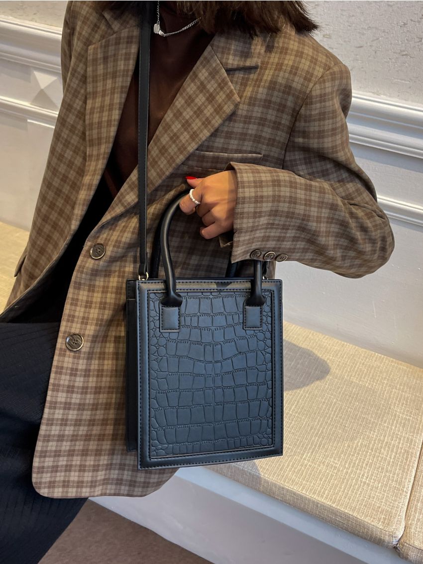 Mini Crocodile Embossed Square Bag