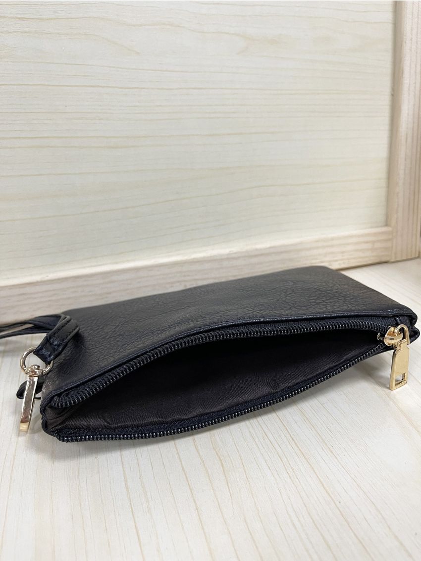 Mini Minimalist Clutch Bag Gray With Zipper