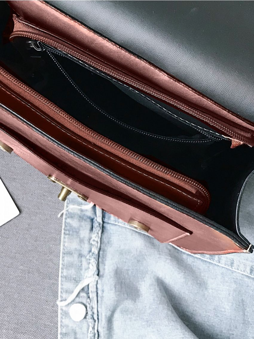 Double Buckle Decor Flap Backpack