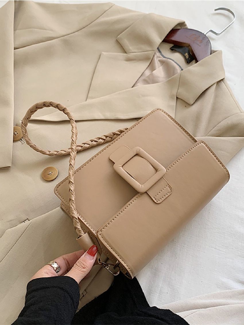 Mini Minimalist Buckle Decor Flap Shoulder Bag