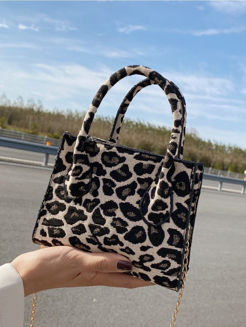 Mini Allover Leopard Pattern Satchel Bag
