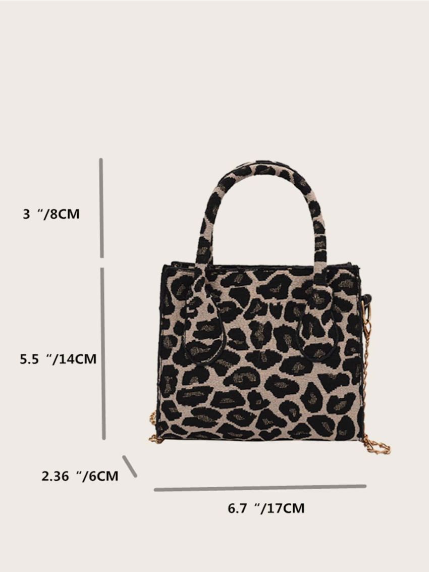 Mini Allover Leopard Pattern Satchel Bag